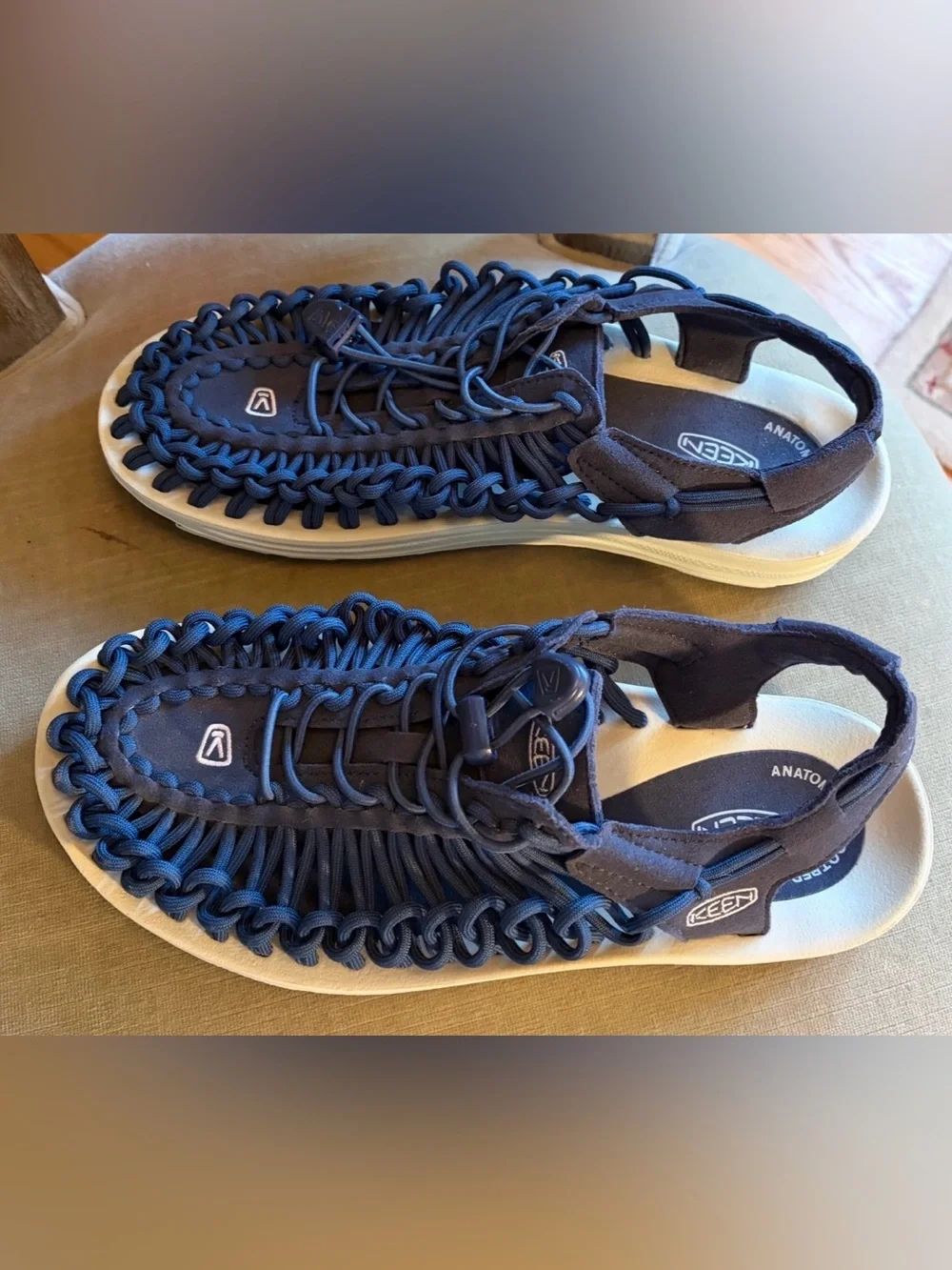 Keen Men's Uneek Cord Sandals 8 Blue/White Excellent